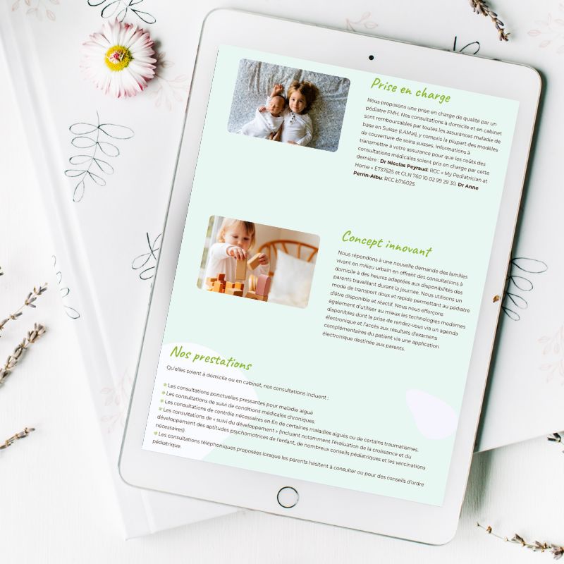 exemple de site intenret pour ome - pediatres à domicile geneve